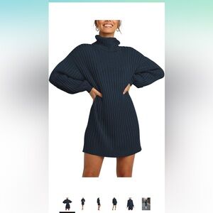 Women Turtleneck Casual Sweater Dress